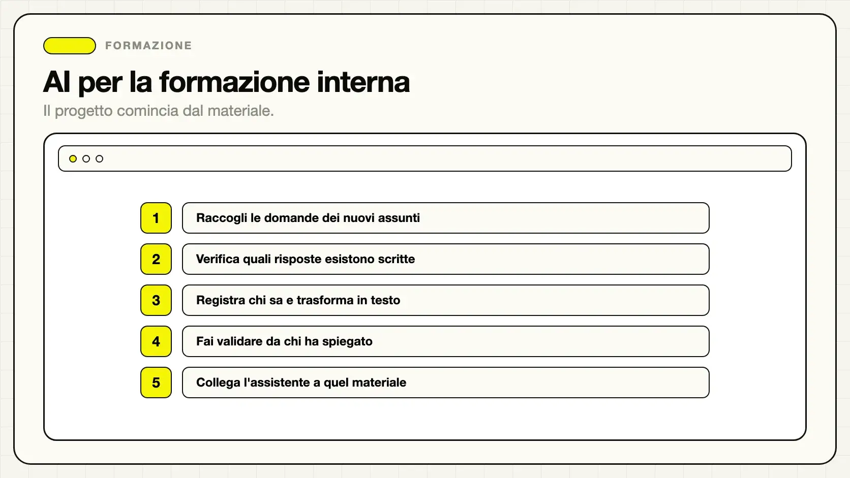 Formazione interna aziendale supportata da un assistente AI