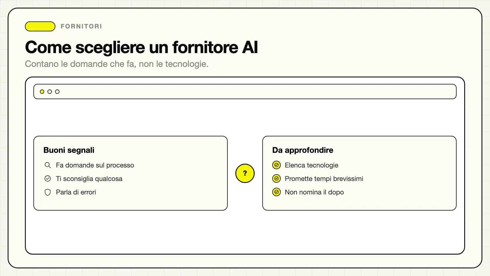Criteri per scegliere un fornitore di progetti di intelligenza artificiale