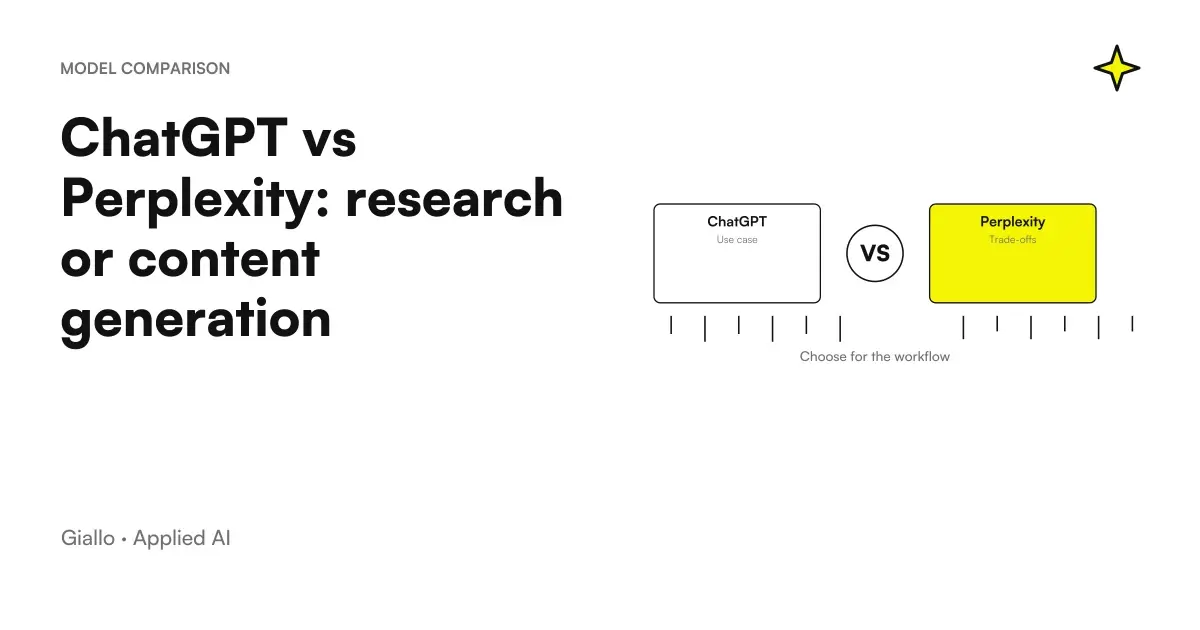 Comparison ChatGPT vs Perplexity: on the left the generation of an answer, on the right a search with cited sources