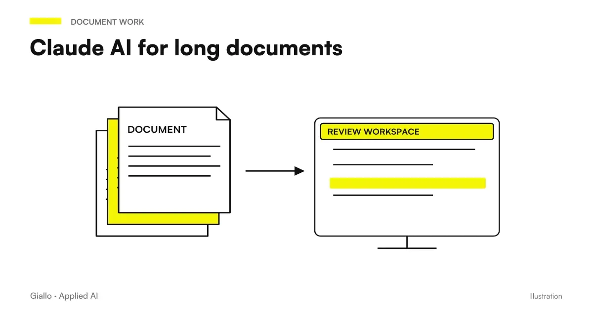 Claude AI analyzing a long document: contract and report with highlighted source quotes
