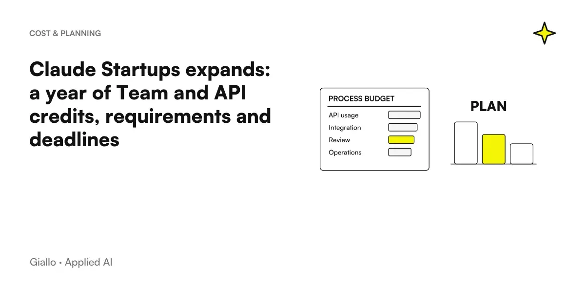 Claude for Startups: Application → Team → API → Project.