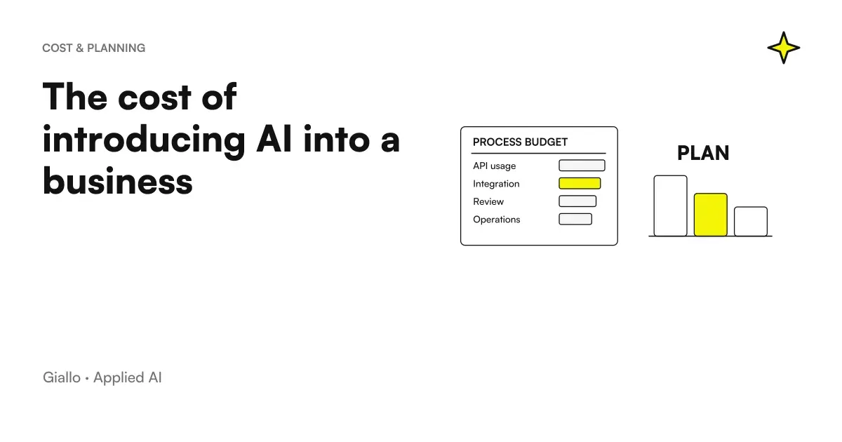 Cost diagram to introduce AI into a business or SME