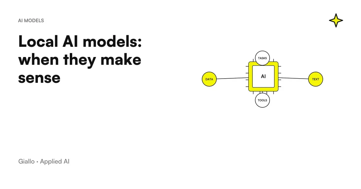 Schema of local AI models running on a corporate computer: data that stays on-premises without going out to the cloud