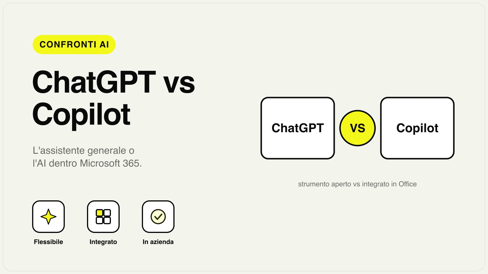 ChatGPT vs Copilot: confronto tra assistente AI generale e AI integrata in Microsoft 365 per le aziende