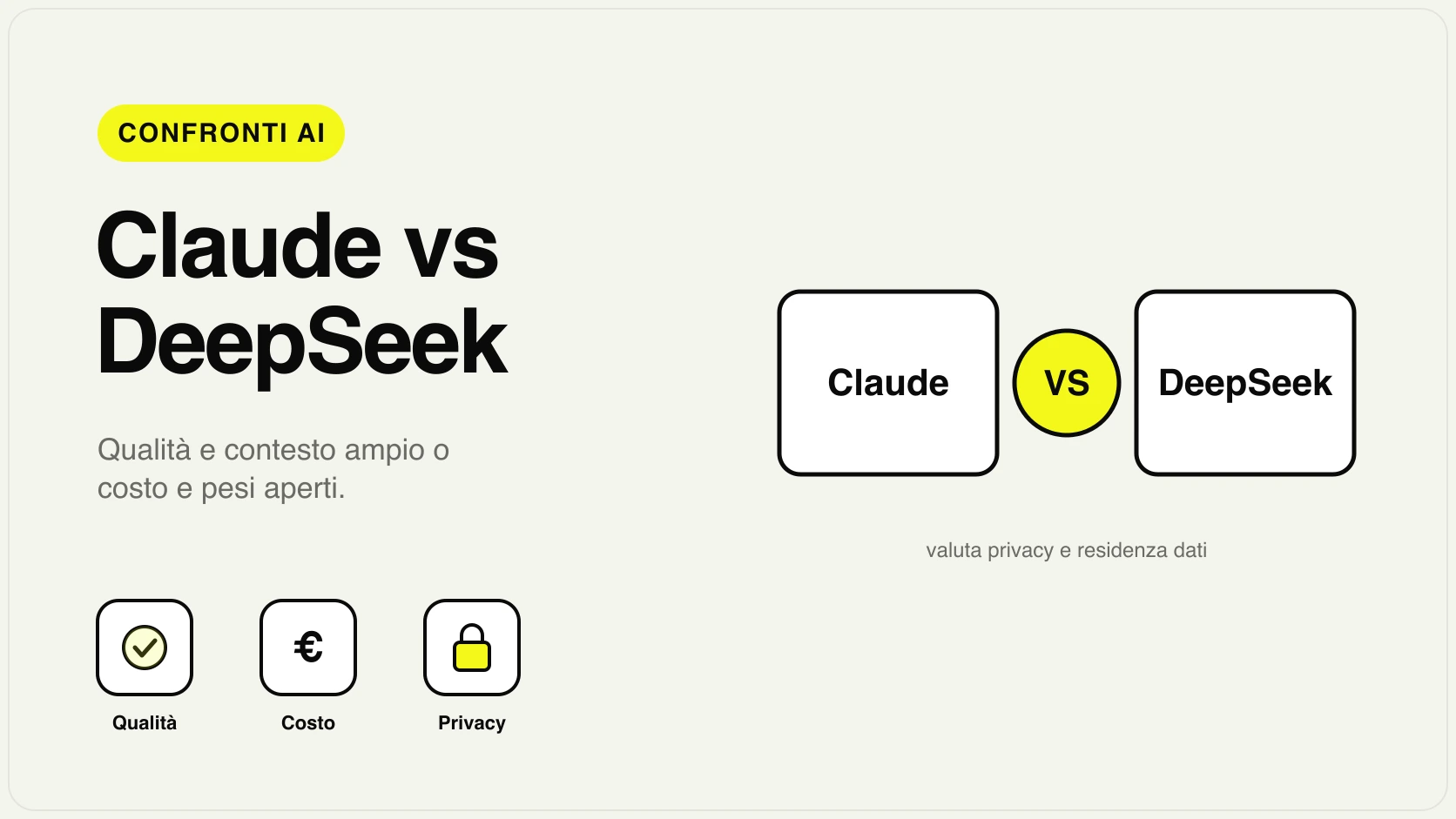 Confronto tra Claude e DeepSeek: due modelli AI a confronto su qualità, costo, contesto e privacy